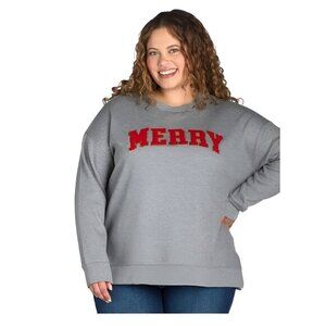 NEW 1X 16W-18W Glitter Merry Christmas Women's Sweatshirt